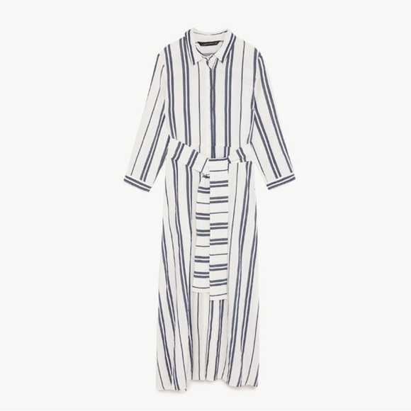 Zara long striped tunic in white and blue size L - Picture 4 of 16